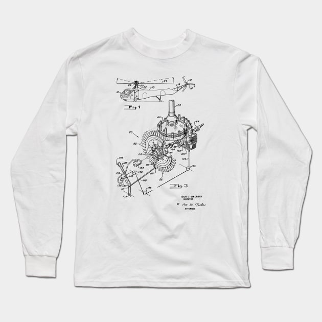 Air Fan and Clutch Vintage Patent Hand Drawing Long Sleeve T-Shirt by TheYoungDesigns